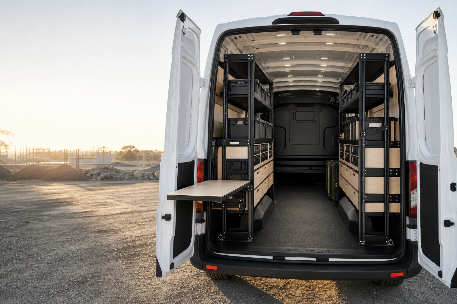 Illustrative modular van interior system